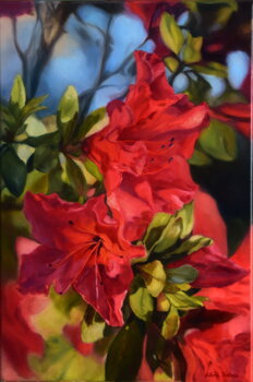 Obraz, olej na plátne, Škarlátový zázrak, autor Silvia Habán