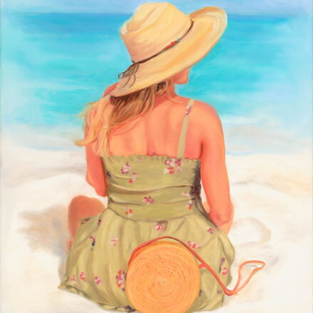 Silvia Habán - Čakajúc na rande, olej na plátne, 76x56 cm