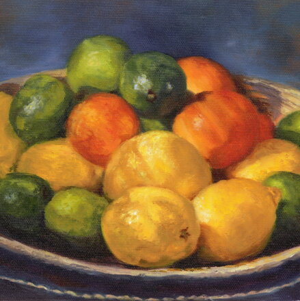 Silvia Habán - Zátišie s citrónmi, Giclée tlač s rámom limitovaná edícia